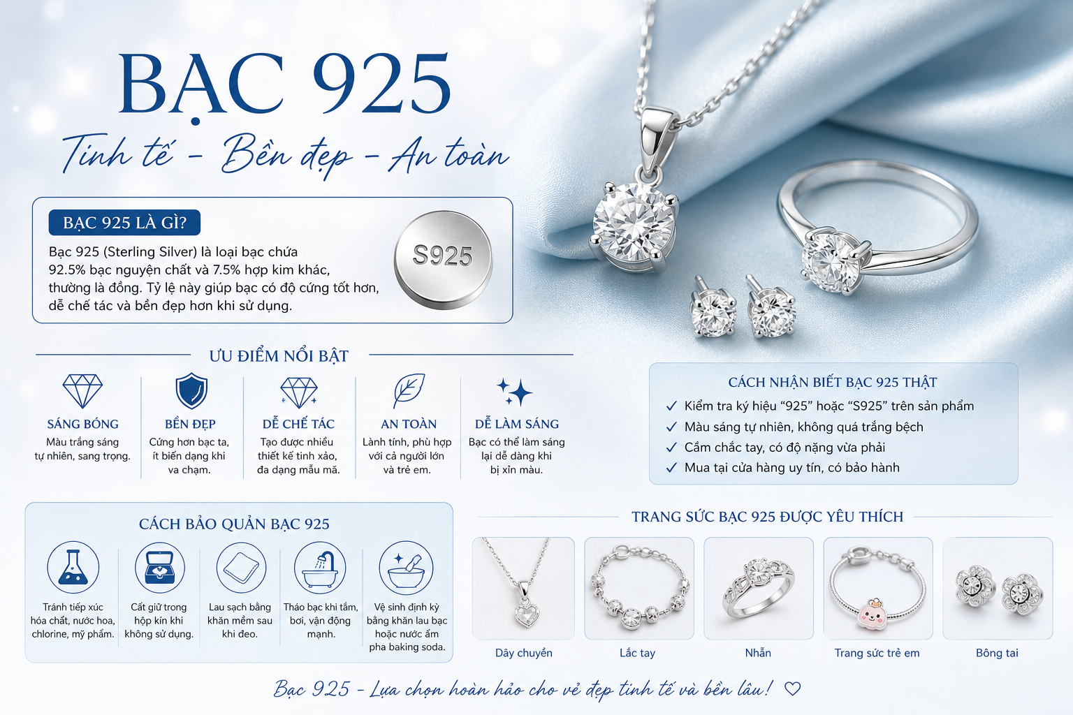 Bac 925 la gi Co Nen Mua Trang Suc Bac 925 Khong