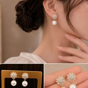 Bông Tai Ngọc Trai Hoa Tuyết Hoàng Gia