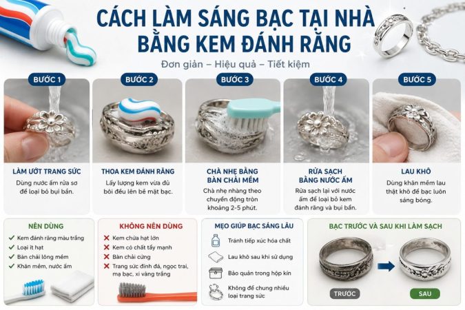 Làm sáng bạc bằng kem đánh răng có nên không? 5 lưu ý tránh xước