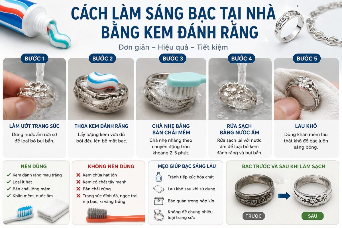 Cách Làm Sáng Bạc Tại Nhà Bằng Kem Đánh Răng Đơn Giản, Hiệu Quả