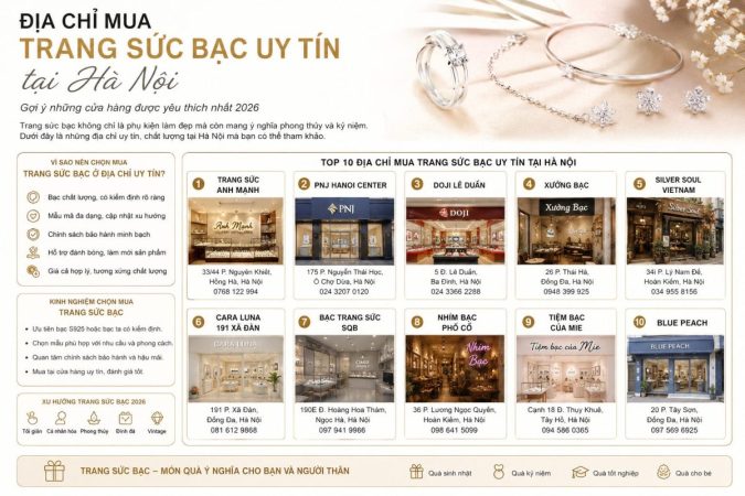 Địa chỉ mua trang sức bạc uy tín tại Hà Nội: Cách chọn cửa hàng phù hợp