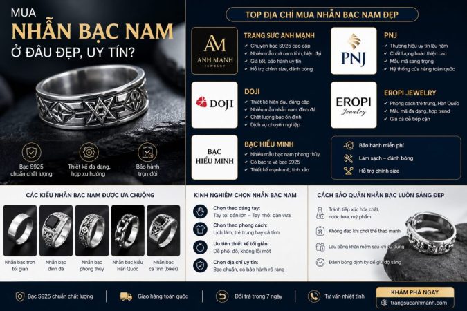 Mua nhẫn bạc nam ở đâu đẹp