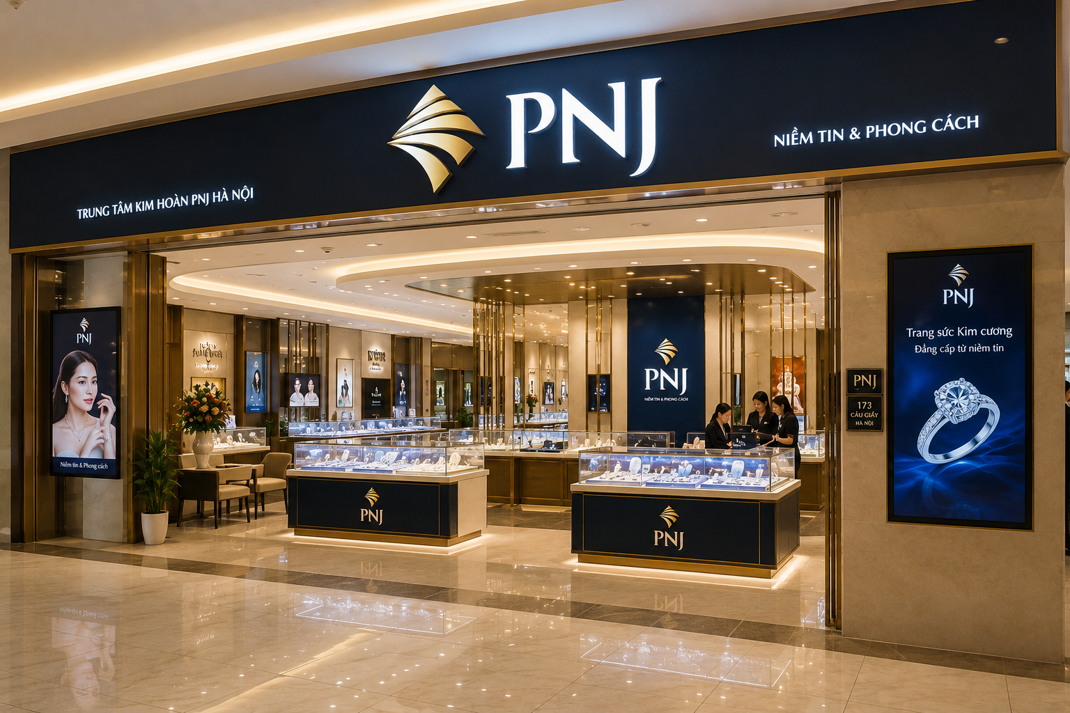 PNJ là một trong những thương hiệu trang sức có hệ thống cửa hàng lớn tại Hà Nội