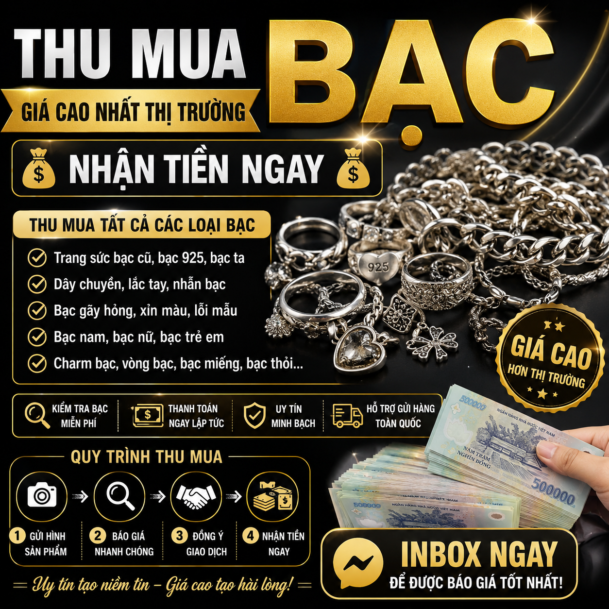 Thu Mua Bạc Trang Sức Giá Cao
