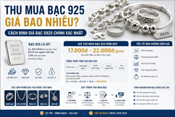 Thu Mua Bạc 925 Giá Bao Nhiêu? Cách Định Giá Bạc S925 Chính Xác Nhất Năm 2026