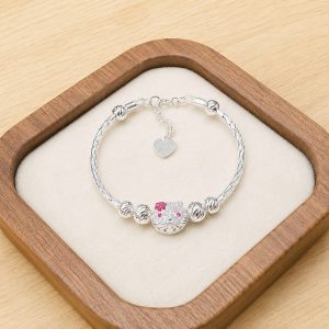 Vòng Tay Mèo Hello Kitty Bằng Bạc Cho Bé