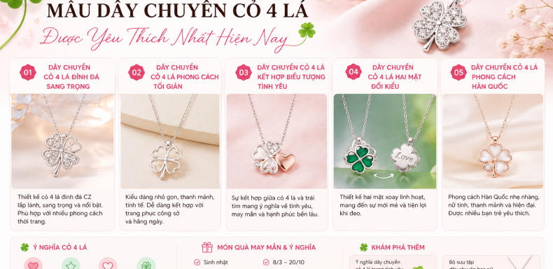 mẫu dây chuyền cỏ lá được yêu thích nhất hiện nay