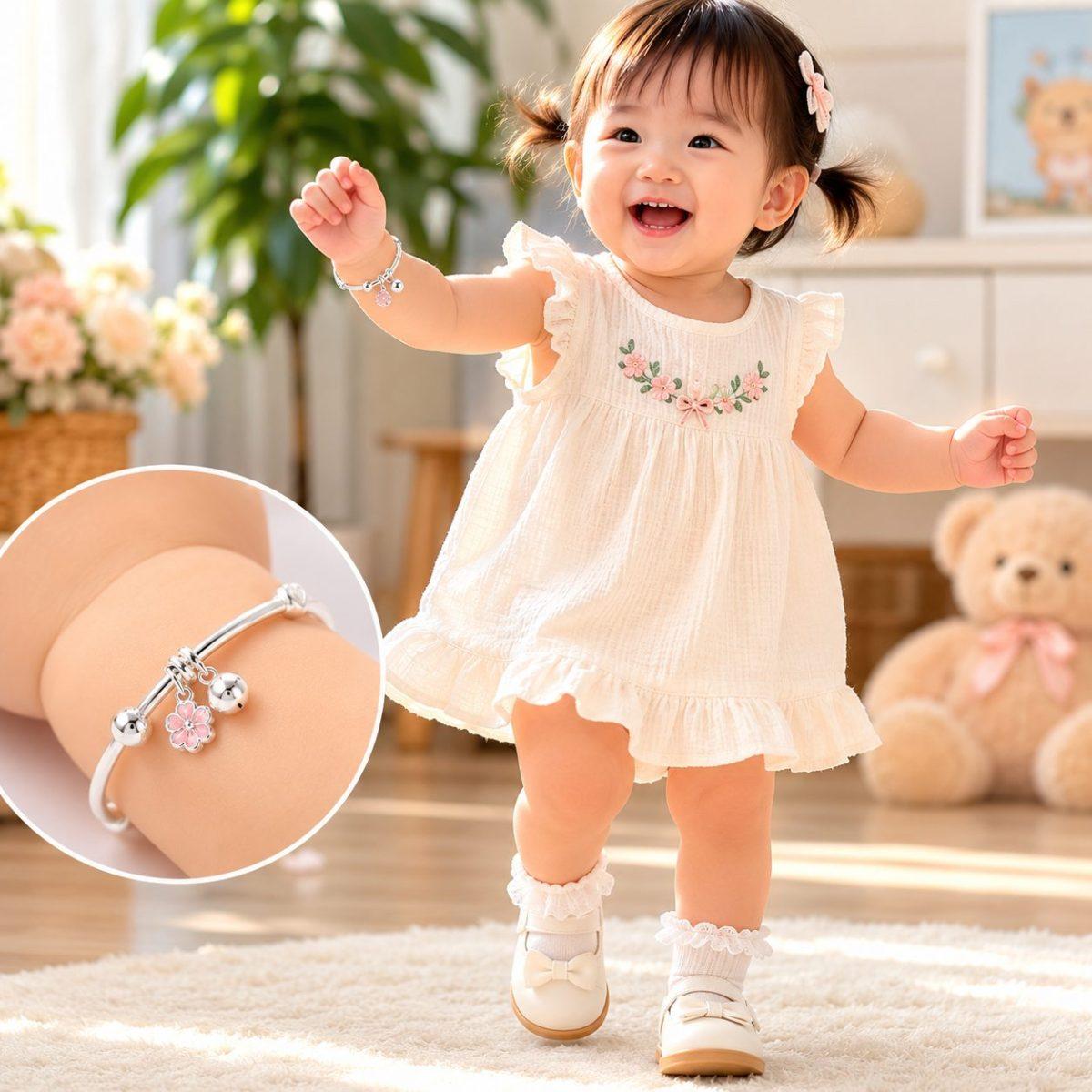 Bé Mới Biết Đi Nên Đeo Vòng Bạc Loại Nào Để Vừa An Toàn Vừa Thoải Mái?