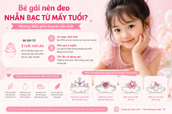 Bé gái nên đeo nhẫn bạc từ mấy tuổi?
