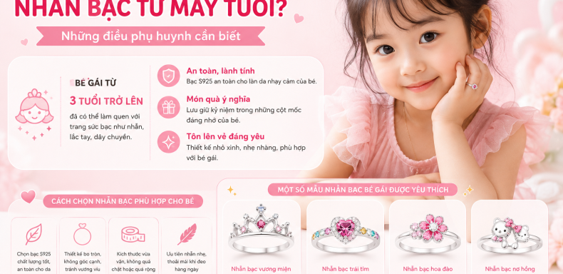 Bé gái nên đeo nhẫn bạc từ mấy tuổi