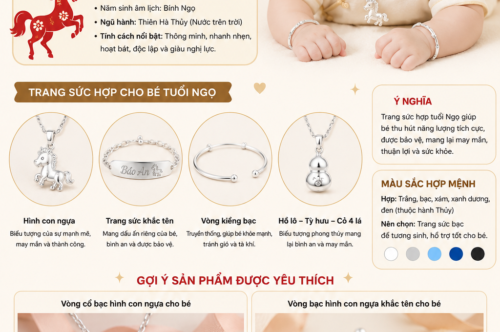 Bé tuổi ngọ sinh năm hợp trang sức gì