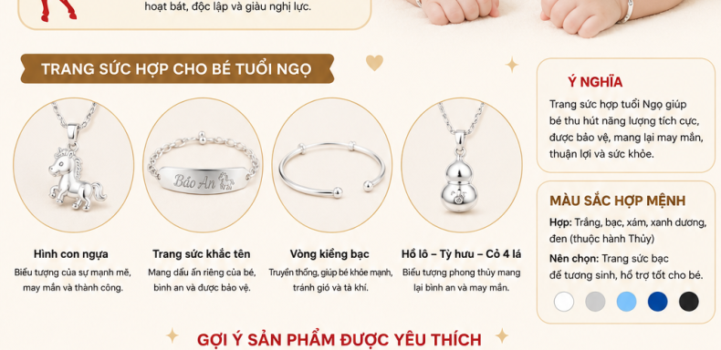 Bé tuổi ngọ sinh năm hợp trang sức gì