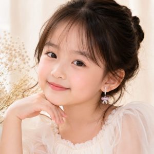 Bông Tai Bé Gái Hình Nơ Đính Đá Hồng Cao Cấp – Phụ Kiện Công Chúa Dễ Thương
