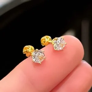 Bong Tai Vang 10K Nu Dinh Da CZ Cao Cap Sang Trong