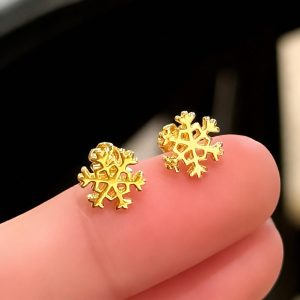 Bông Tai Vàng 10K Nữ Hình Bông Tuyết