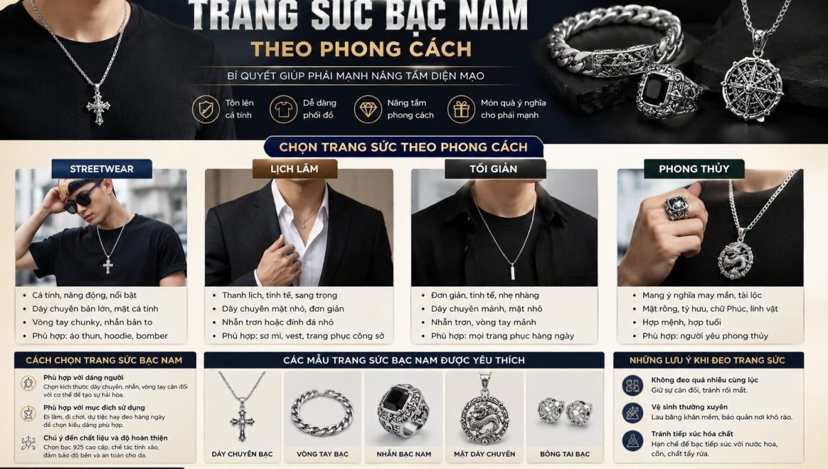Cach Chon Trang Suc Bac Nam Theo Phong Cach