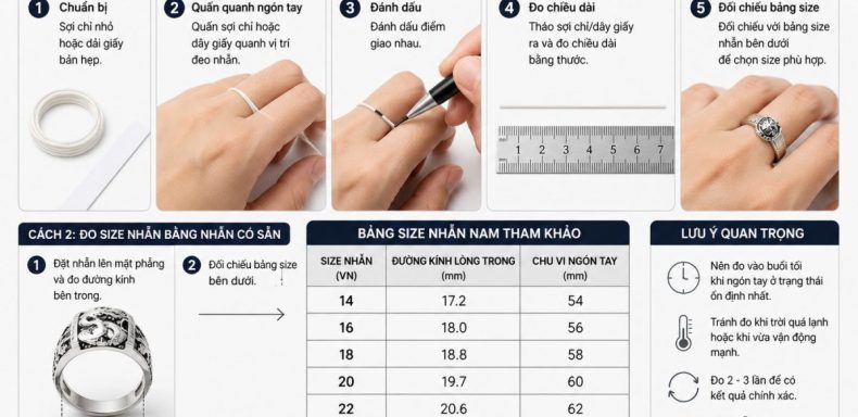Cách Đo Size Nhẫn Bạc Nam Tại Nhà Chính Xác Nhất