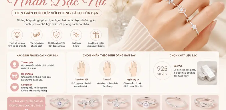 Cách chọn nhẫn bạc nữ đơn giản phù hợp với phong cách của bạn