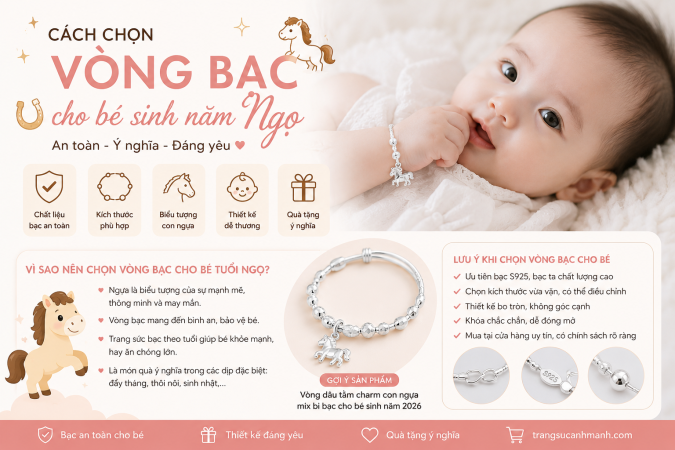 Cách chọn vòng bạc cho bé sinh năm Ngọ