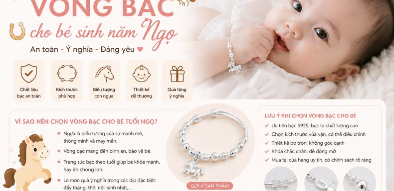 Cách chọn vòng bạc cho bé sinh năm Ngọ