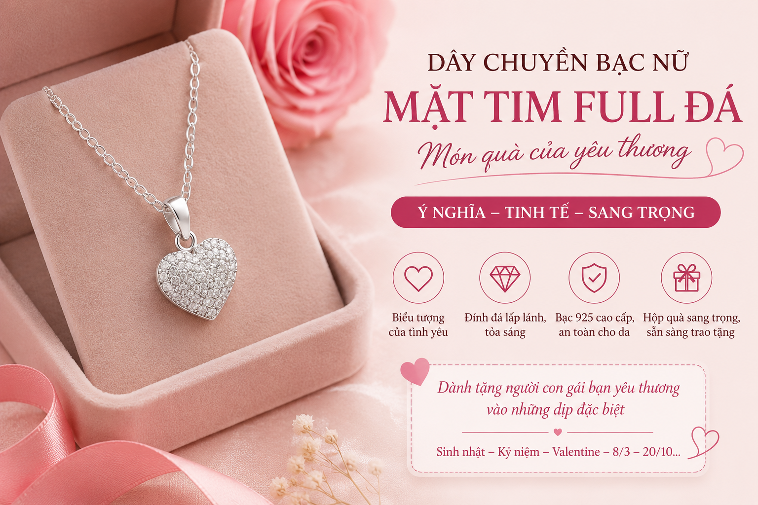 Có Nên Mua Dây Chuyền Bạc Mặt Tim Làm Quà Sinh Nhật Cho Bạn Gái Không?