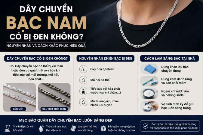 Dây Chuyền Bạc Nam Có Bị Đen Không?