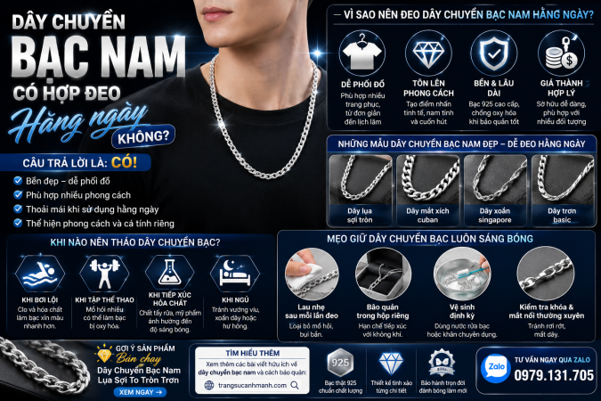 Dây Chuyền Bạc Nam Có Hợp Đeo Hằng Ngày Không?