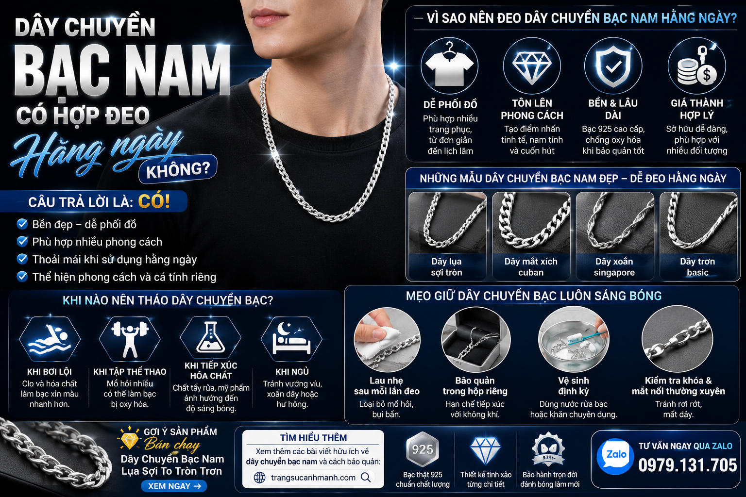 Dây Chuyền Bạc Nam Có Hợp Đeo Hằng Ngày Không?
