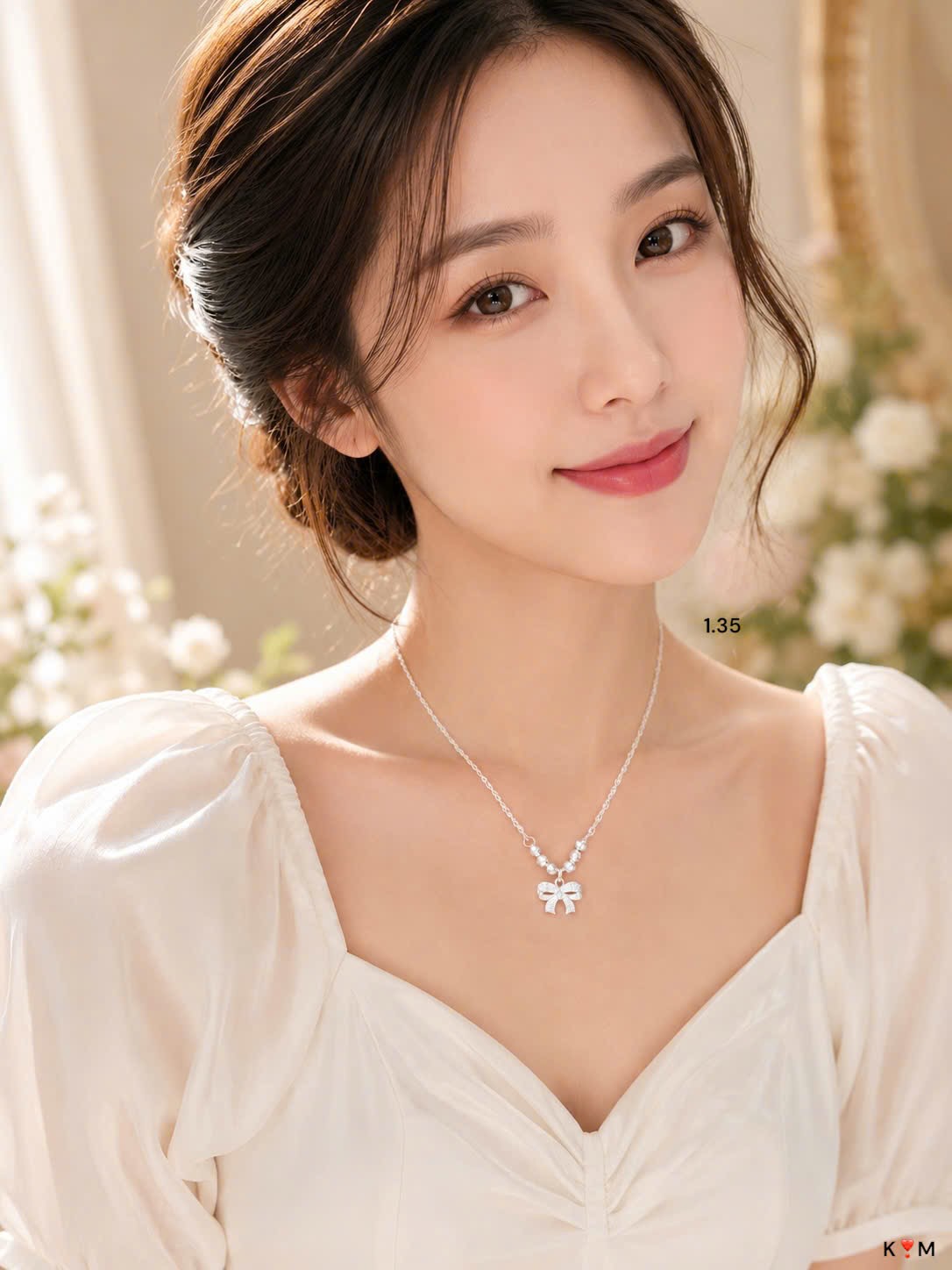 Dây Chuyền Bạc Nữ Mặt Nơ Đính Đá Thanh Lịch Cho Nàng