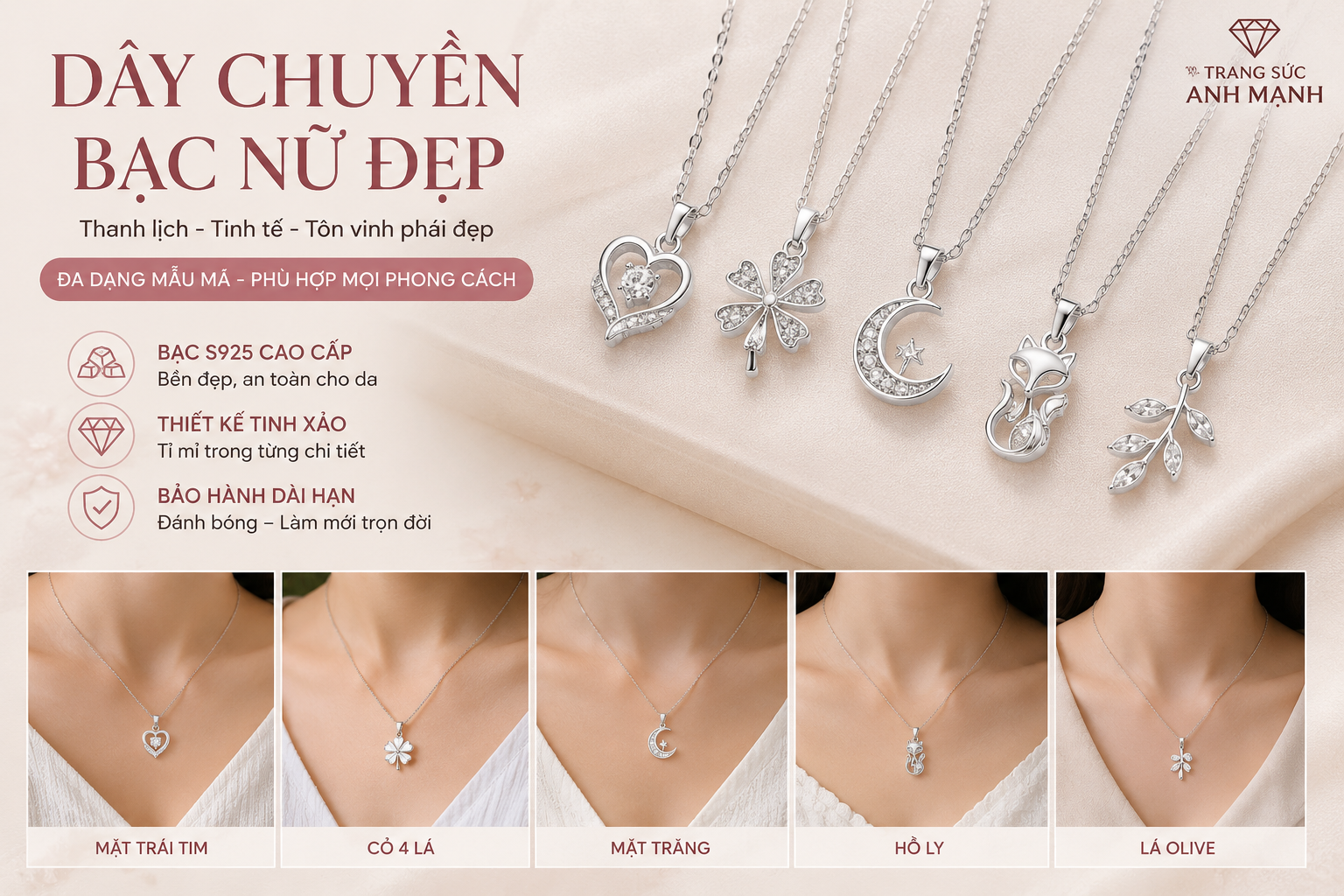 Dây Chuyền Bạc Nữ Đẹp Và Được Yêu Thích Hiện Nay