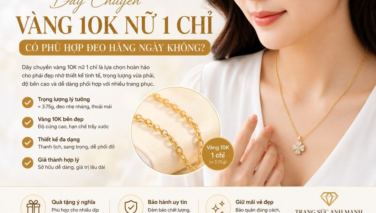 Day Chuyen Vang 10K Nu 1 Chi Co Phu Hop Deo Hang Ngay Khong