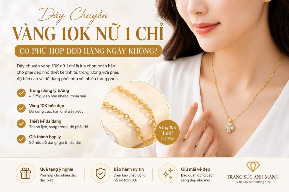 Dây Chuyền Vàng 10K Nữ 1 Chỉ Có Phù Hợp Đeo Hằng Ngày Không?