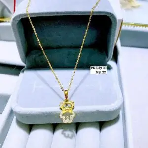 Dây Chuyền Vàng Nữ 10K Gấu Teddy Đính Đá Dễ Thương