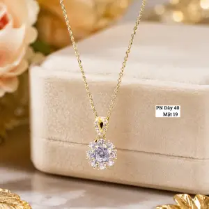Dây Chuyền Vàng Nữ 10K Hoa Tuyết Đính Đá Lấp Lánh