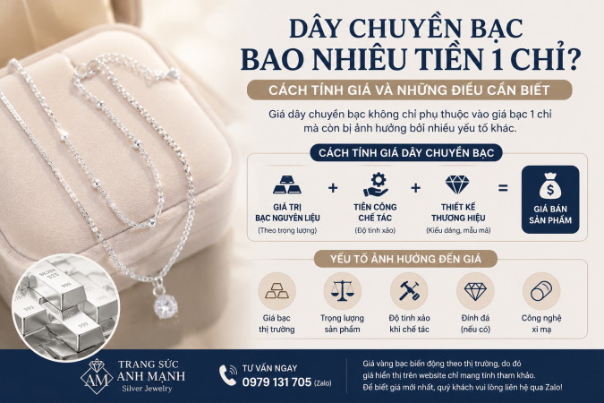 Dây chuyền bạc bao nhiêu tiền 1 chỉ