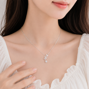 Dây chuyền bạc lá treo đá nhỏ