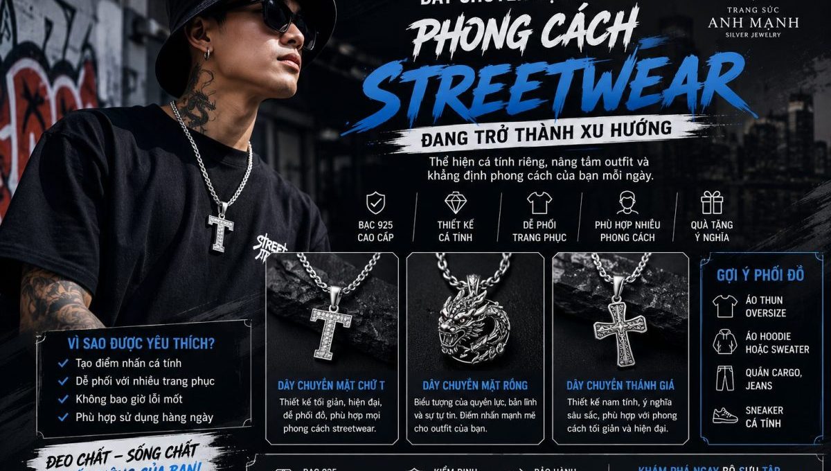 Day chuyen bac nam phong cach streetwear dang la xu huong