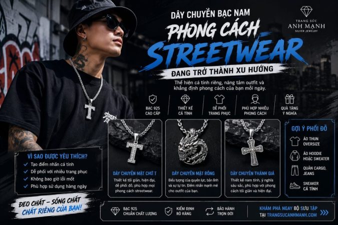 Dây chuyền bạc nam phong cách streetwear đang là xu hướng?