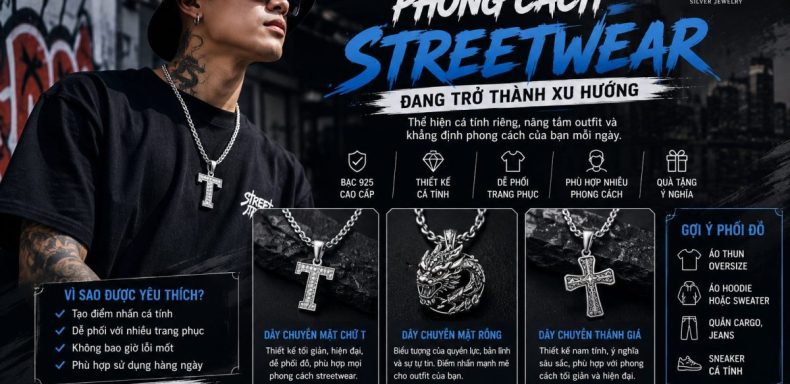 Day chuyen bac nam phong cach streetwear dang la xu huong