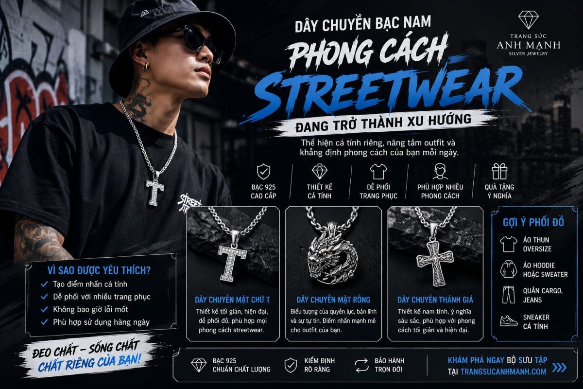 Dây chuyền bạc nam phong cách streetwear đang là xu hướng?
