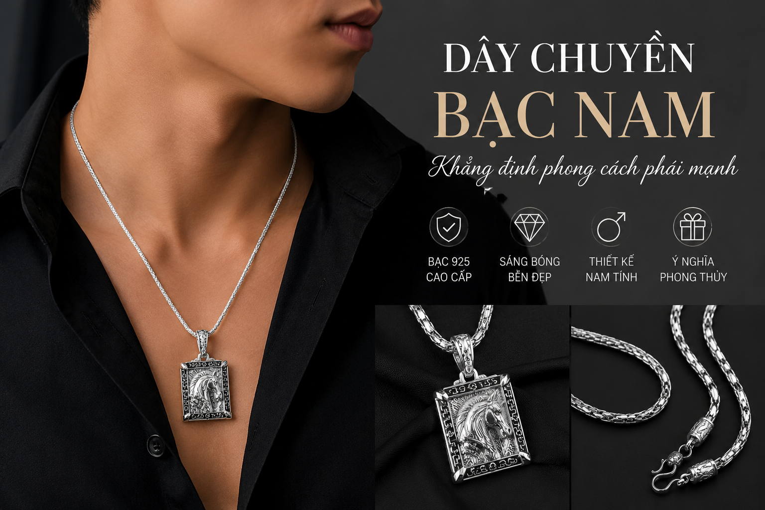 Dây chuyền bạc nam phụ kiện thời trang
