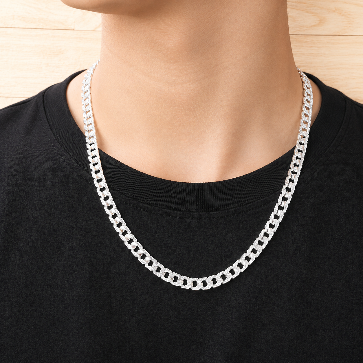 Dây chuyền bạc nam viền sao