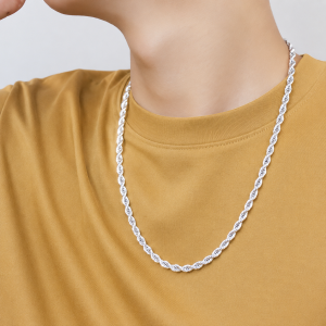 Dây chuyền bạc nam xoắn trơn
