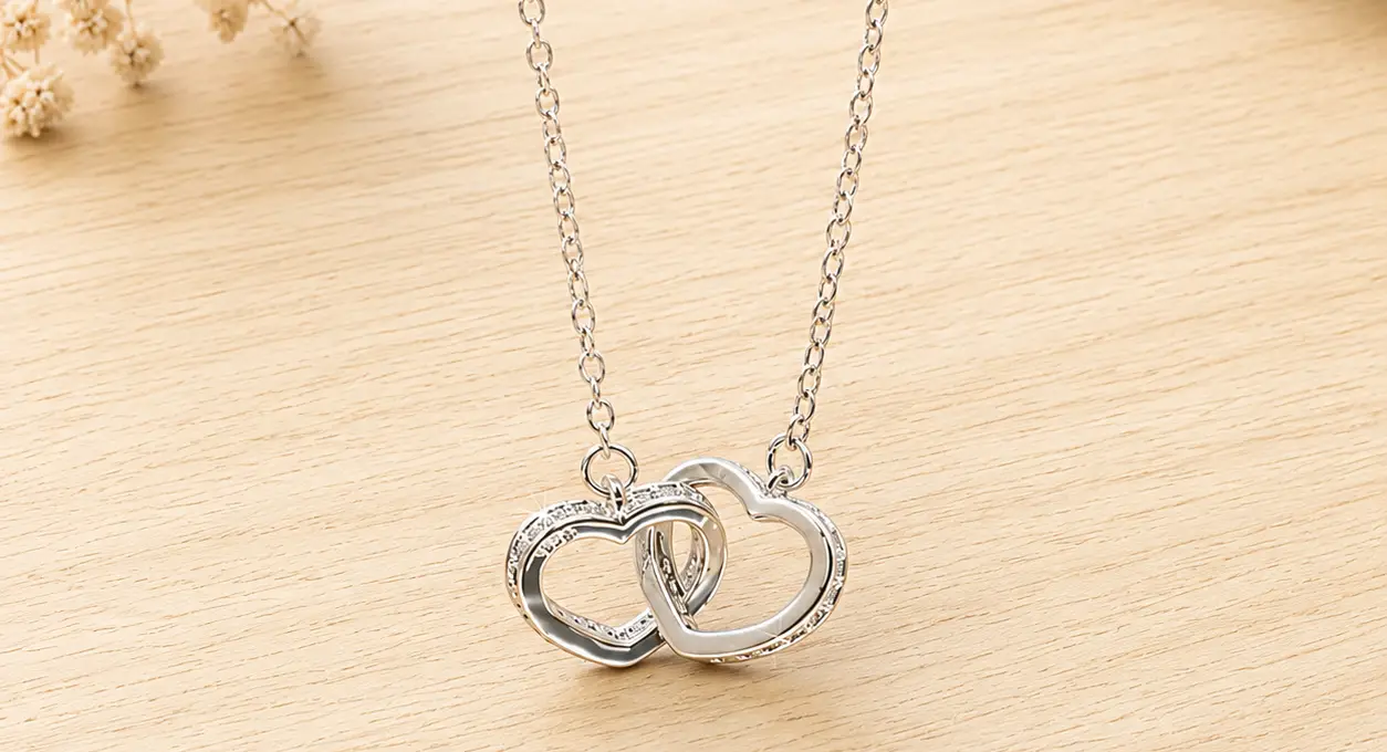 Dây chuyền bạc nữ trái tim đôi