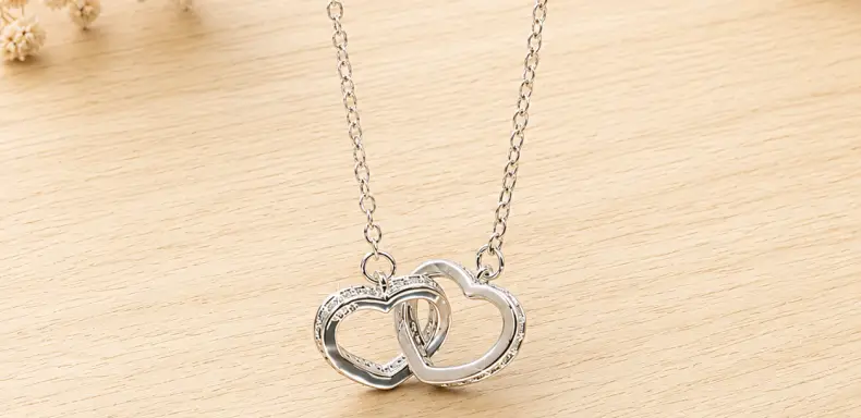 Dây chuyền bạc nữ trái tim đôi