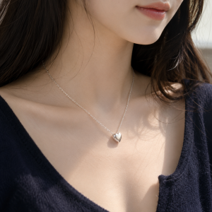 Dây chuyền bạc trái tim phồng