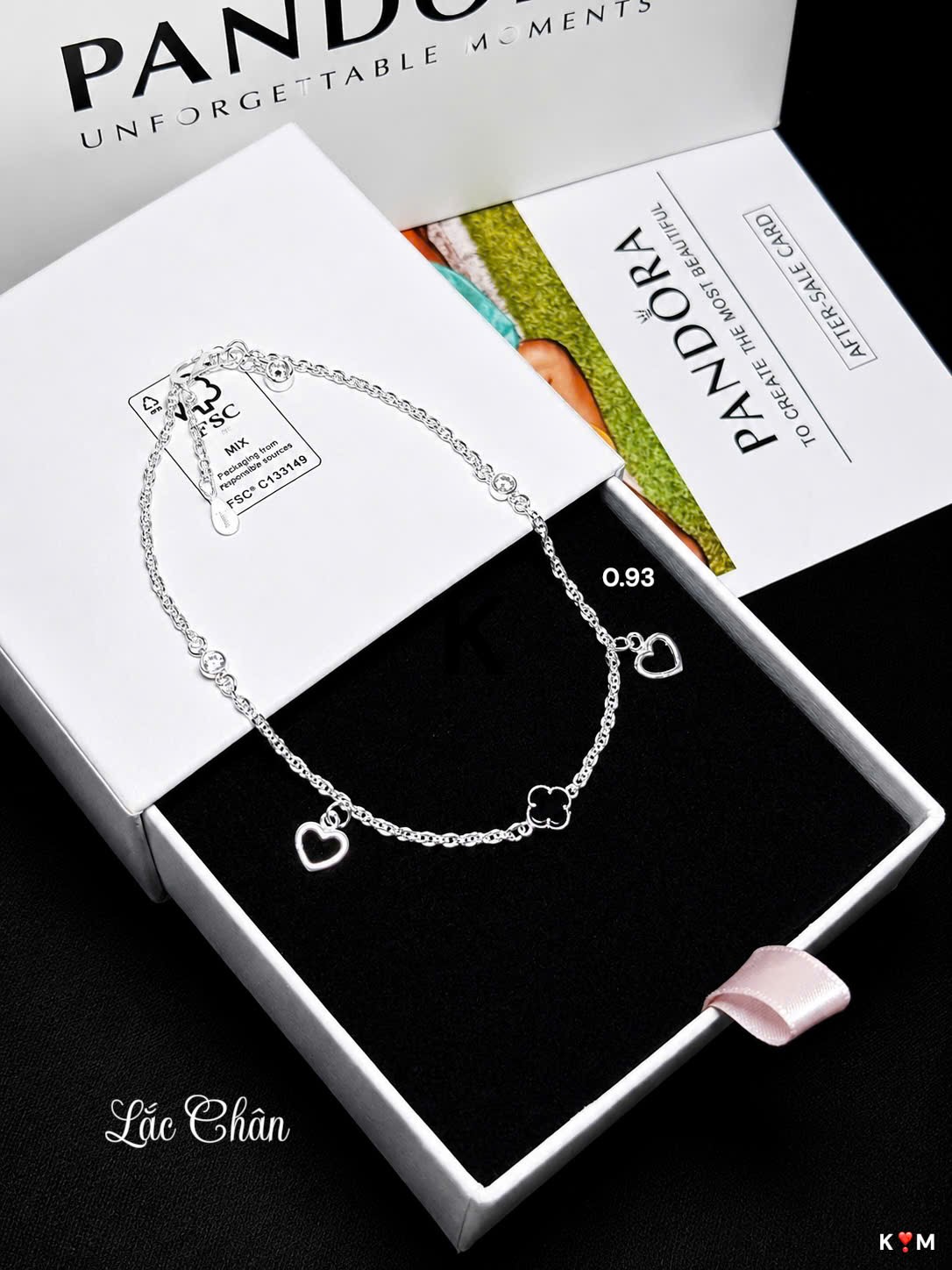 Lắc Chân Bạc Nữ Charm Trái Tim Và Cỏ Lá Thanh Lịch