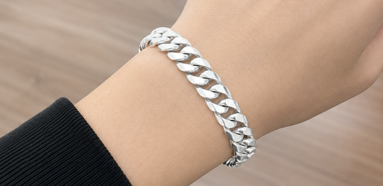 Lắc tay bạc nam mắt xích đơn giản