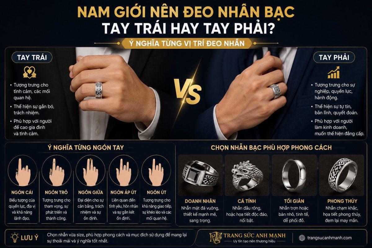 Nam Giới Nên Đeo Nhẫn Bạc Tay Trái Hay Tay Phải?