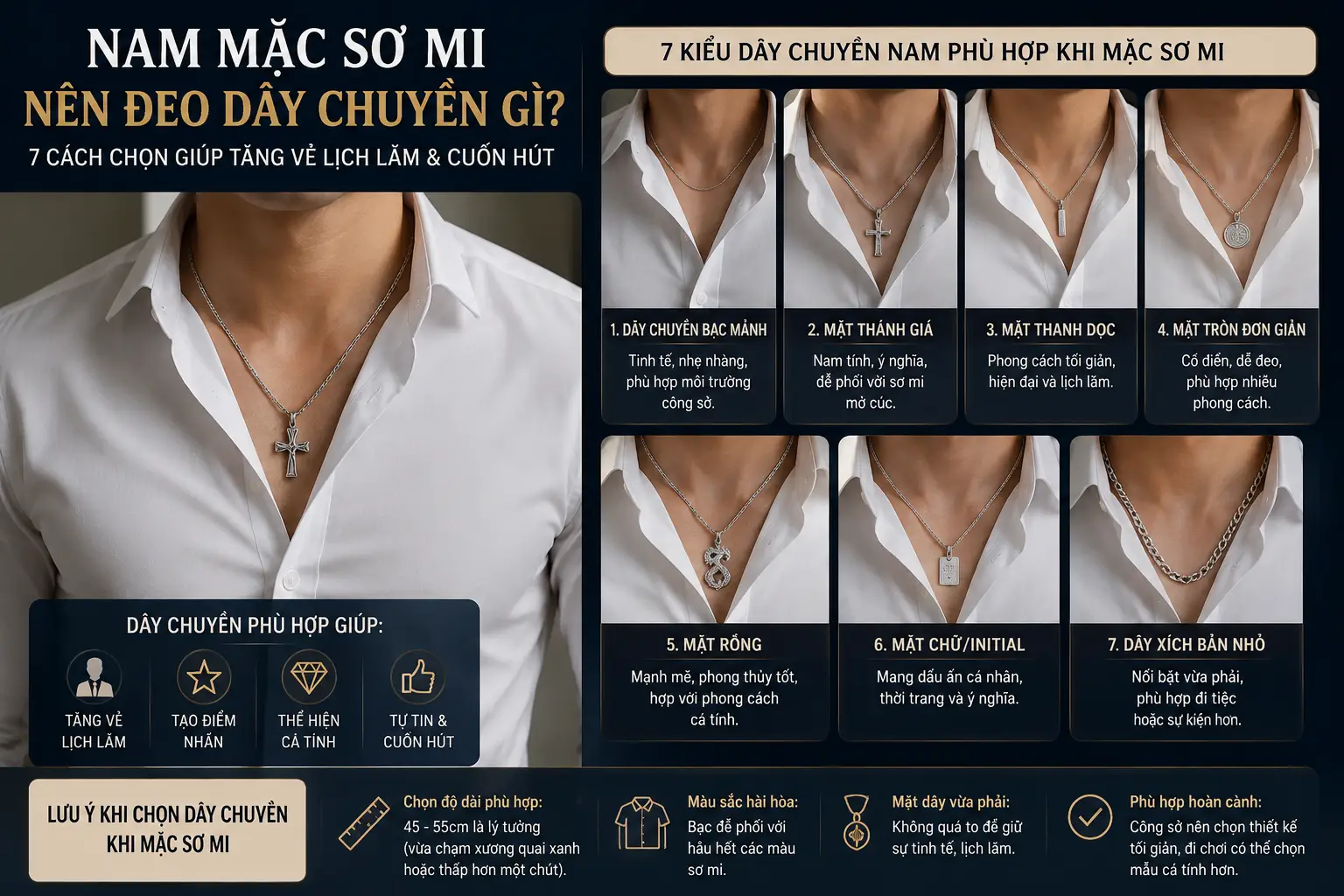 Nam Mặc Sơ Mi Nên Đeo Dây Chuyền Gì 7 Cách Chọn Giúp Tăng Vẻ Lịch Lãm